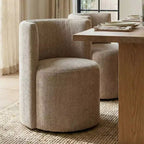 Lot de 4 chaises de salle à manger modernes pivotantes, chaises sans accoudoirs rembourrées en tissu texturé avec dossier incurvé pour salle à manger ou cuisine - Panipeachy