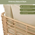 Whisen Weather-Resistant Rattan Outdoor Sectional Sofa Set Patio Couch Set with Thick Cushions and Pillows, Freely Combined Conversation Sets
