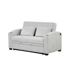 61.6 Modern Chenille Convertible Sofa Bed with USB Ports, Cup Holders & Adjustable Backrest for Living Room, Apartment