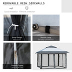 Outsunny 12 x 12 Pop Up Canopy Sun Shade Instant Tent Folding with Mesh Sidewall Netting, 3-Level Adjustable Height