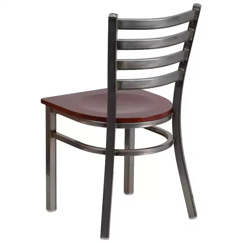 Emma and Oliver 2 Pack Clear Coated Ladder Back Metal Restaurant Chair