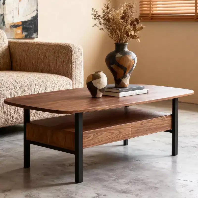 Gaoyangjiaju 47.2 Inch Wooden Coffee Table with Storage Drawers