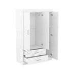 Whisen Wood 3-Door Wardrobe Armoire with Hanging Rod, 2-Drawers, and Storage Shelves