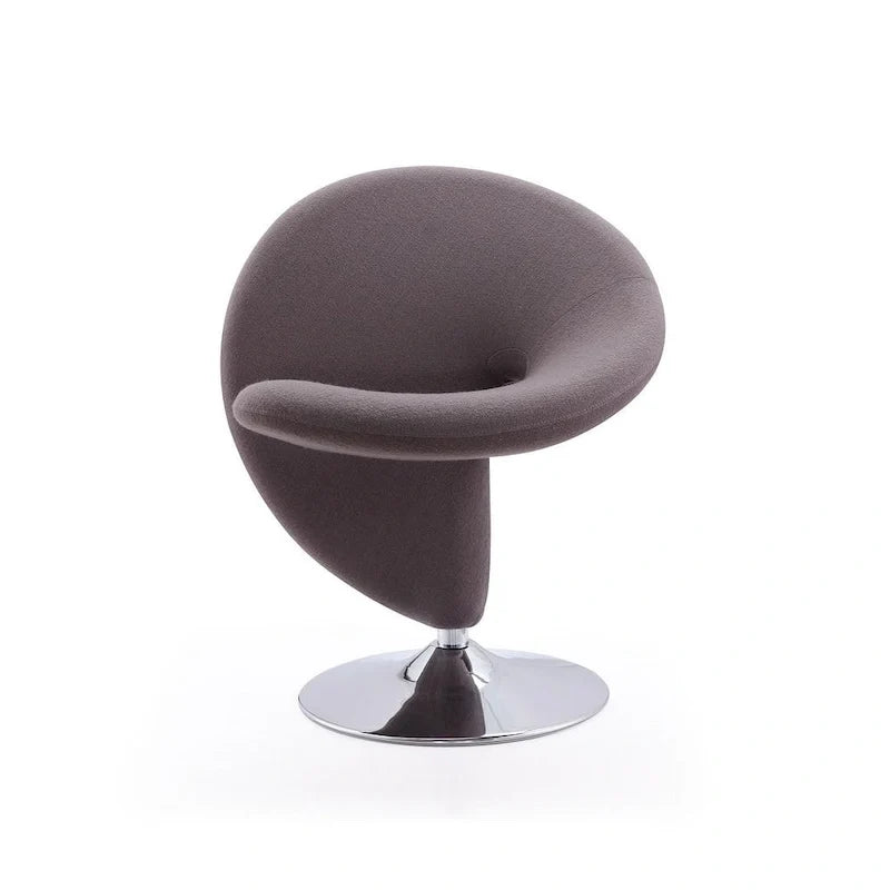 Manhattan Comfort Curl Chrome Wool Blend Swivel Accent Chair (Set of 2)