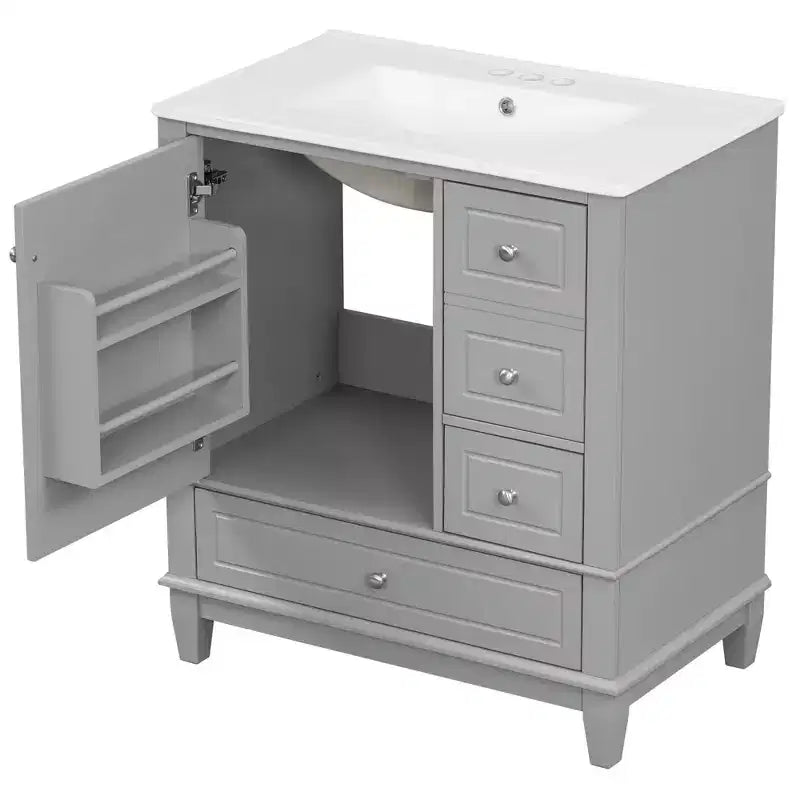 30 Bathroom Vanity Sink Combo, Bathroom storage Cabinet with Drawers and Shelf, Single Sink Bathroom Vanity