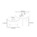 Black White Modern Round Wood Coffee Table with Storage