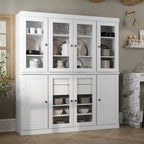 100% Solid Wood Kitchen China Pantry Buffet with Glass or Solid Wood Doors and 2-Drawer Kit 65 x 71.5