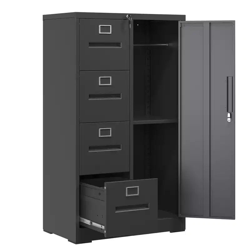 Metal Storage Vertical Filing Cabinet with Lock, Steel File Locker with 4 Drawers