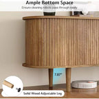 AMERLIFE 70 TV Stand with Solid Wood Legs, Mid Century Modern TV Console with Tambour Door