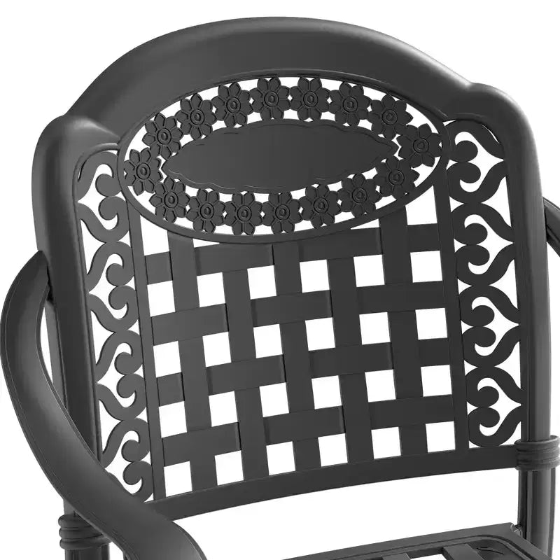 Set of 2 Cast Aluminum Patio Dining Chairs, Black Rust Resistant Frame with Water Resistant Cushions