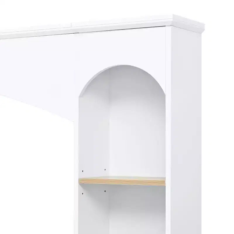 Whisen 91 Media Console, Arched Entertainment Center Wall Unit, Farmhouse TV Stand with Bookshelf, Wood Grain for TVs Up to 70