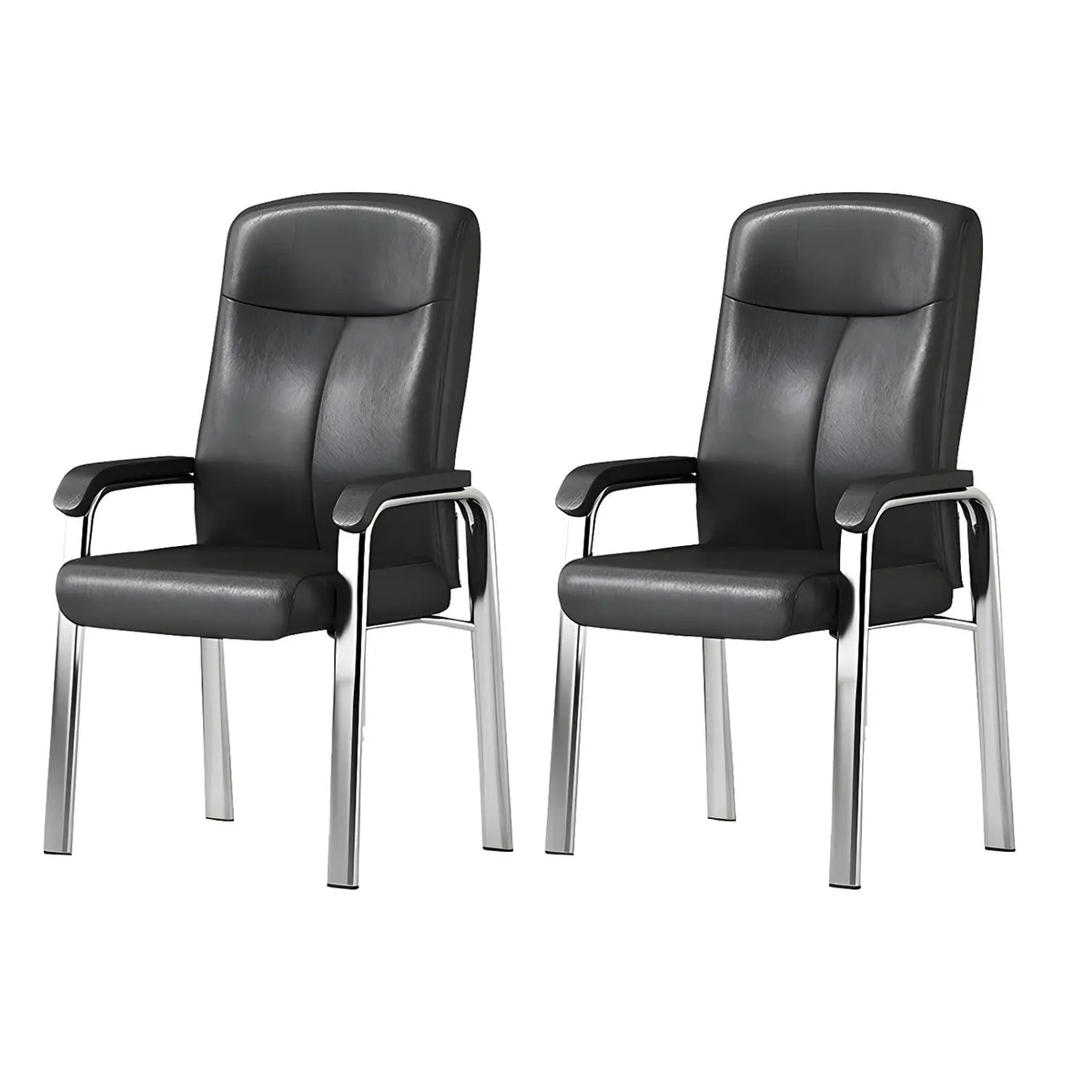 HomeyFad Modern Leather Metal 4-Leg Office Chair with Arms