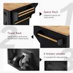 54  Large Kitchen Island with Rubber Wood Drop Leaf, Embossed Texture Rolling Kitchen Cart on 4 Wheels with 4 Doors & 3 Drawers
