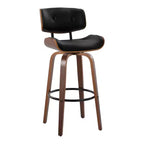 Set of 2 Lombardi Barstools Walnut/Black - LumiSource: Mid-Century Fixed-Height, Tufted, 30.5 Seat