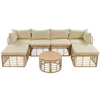 Whisen Weather-Resistant Rattan Outdoor Sectional Sofa Set Patio Couch Set with Thick Cushions and Pillows, Freely Combined Conversation Sets