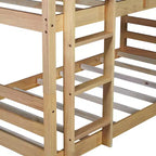Rubberwood Detachable Triple Twin Bunk Bed with 2 Built-in Ladders and Guardrails