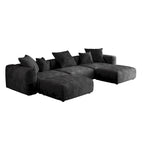 141.73 Modular Sectional Sofa, Corduroy U Shaped Sofa Couch with Ottomans