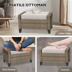 EAGLE PEAK Ensemble de conversation d'extérieur en osier pour patio, chaises pivotantes à bascule, canapé 3 places, causeuse, table, 8 pièces