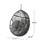 Waterproof Outdoor Wicker Hanging Basket Chair with Cushions, Hammock Seat - 300 lbs Capacity