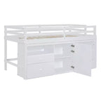 Luxystar Modern Twin Low Loft Bed with 4 Drawers, Cabinet and Shelves for Bedroom,