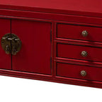 Table console Melodie à 6 tiroirs rouge - Baxton Studio : Inspiration antique, bois de bayur, poignées en bronze