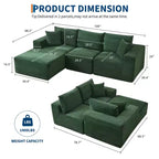 108 Modern Sofa Couch, 3 Seater Upholstered L Shaped Sofa with Pillows, Deep Seat Sofa, No Assembly Required