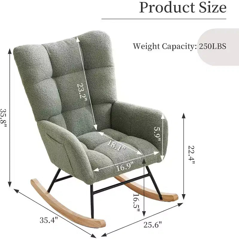 Fauteuil à bascule pour la nurserie, fauteuil à bascule de salon pour l'allaitement, fauteuils rembourrés confortables avec dossier haut, fauteuil
