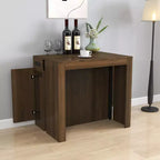 CLIHOME Modern Multifunctional Extendable Dining Table with Outlet, Space Saving Expanding Table with Storage