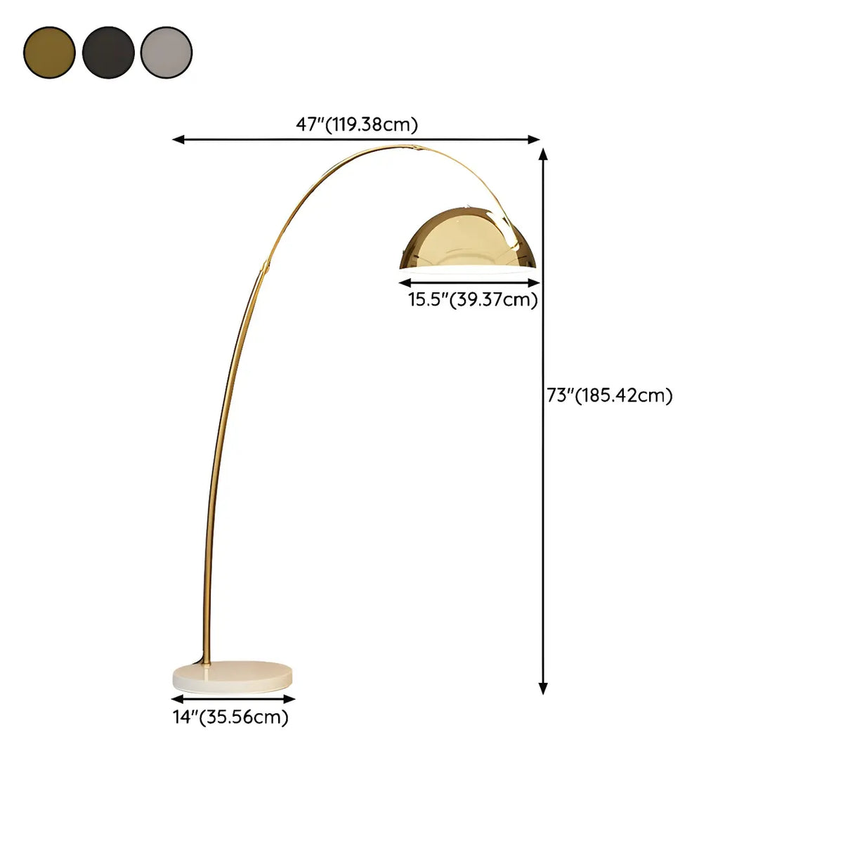Black Adjustable Dome Shade Arc Metal Floor Lamp