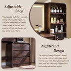 Vanity Desk with 35.4 LED Mirror and Lights, Modern Makeup Vanity Table with Charging Station & Adjustable Shelves