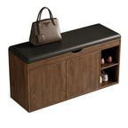 Banc de rangement à chaussures en bois massif avec coussin et étagère ouverte