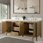 Vanity Art 72 Double Sink Bathroom Vanity Cabinet with Engineered Marble Top