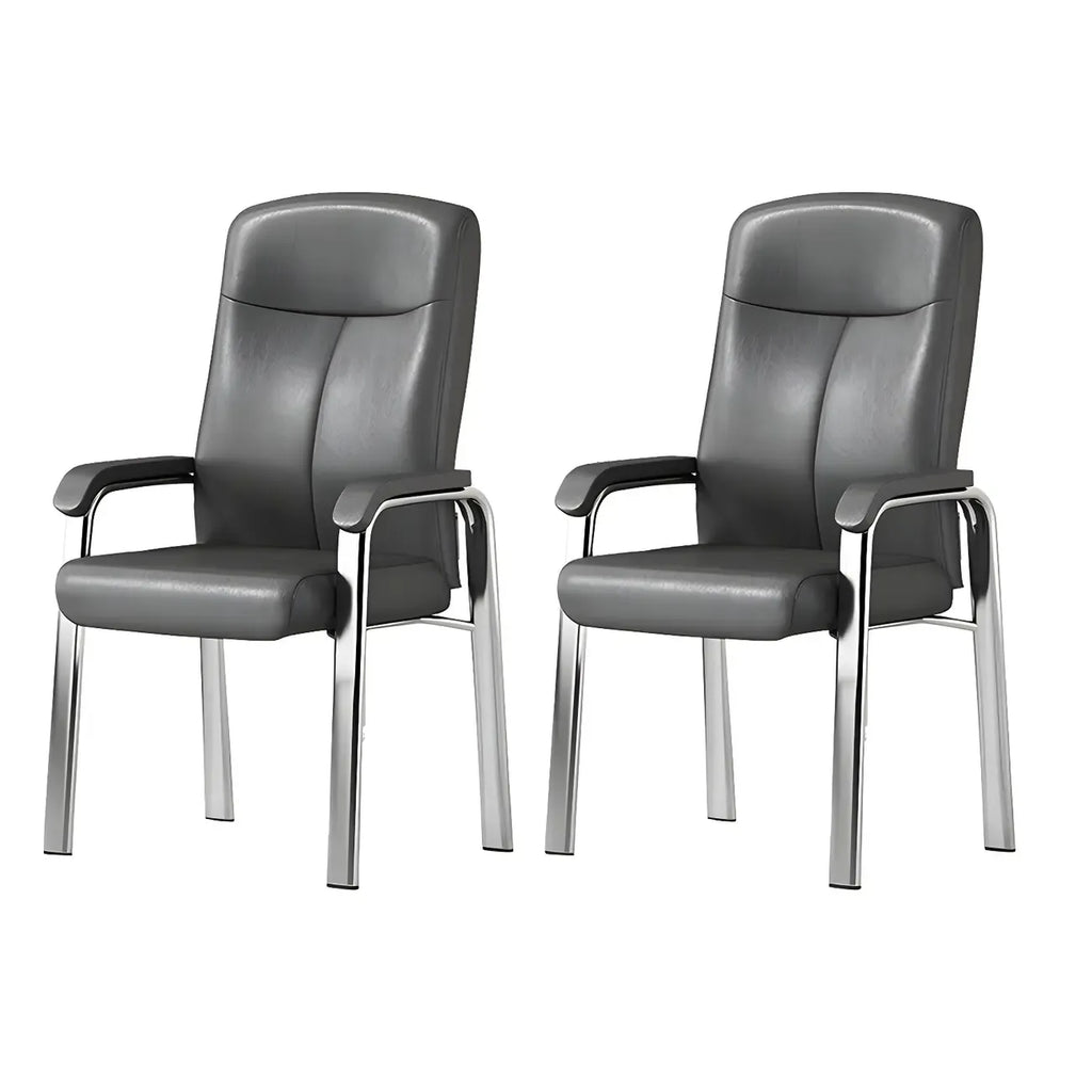 HomeyFad Modern Leather Metal 4-Leg Office Chair with Arms