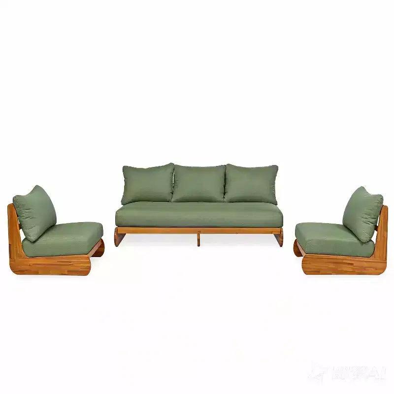 Christopher Knight Home Tavriel Mid-Century Modern Patio Acacia Wood 5-Seater Seating Set with Thick Cushions, Table Not Included