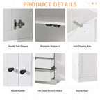 77H Freestanding Kitchen Pantry, Farmhouse Storage Cabinet with Adjustable Shelves, Door Shelves, Drawers & Wine Racks - ModernLuxe