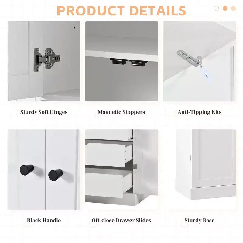 77H Freestanding Kitchen Pantry, Farmhouse Storage Cabinet with Adjustable Shelves, Door Shelves, Drawers & Wine Racks - ModernLuxe