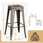 Yaheetech Lot de 4 Tabourets de Bar en Métal sans Dossier Hauteur Comptoir Chaises Empilables