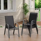 Patio Chairs,Outdoor Stackable Dining Chairs Set of 4/6 All Weather Lightweight Textilene Outdoor Chair Sets with Armrests for Backyard,Pool Deck