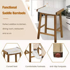 Sgabello da Bar con Seduta Intrecciata in Alghe e Struttura in Legno Massello, Altezza Contatore, Set da 2, 64.7 cm