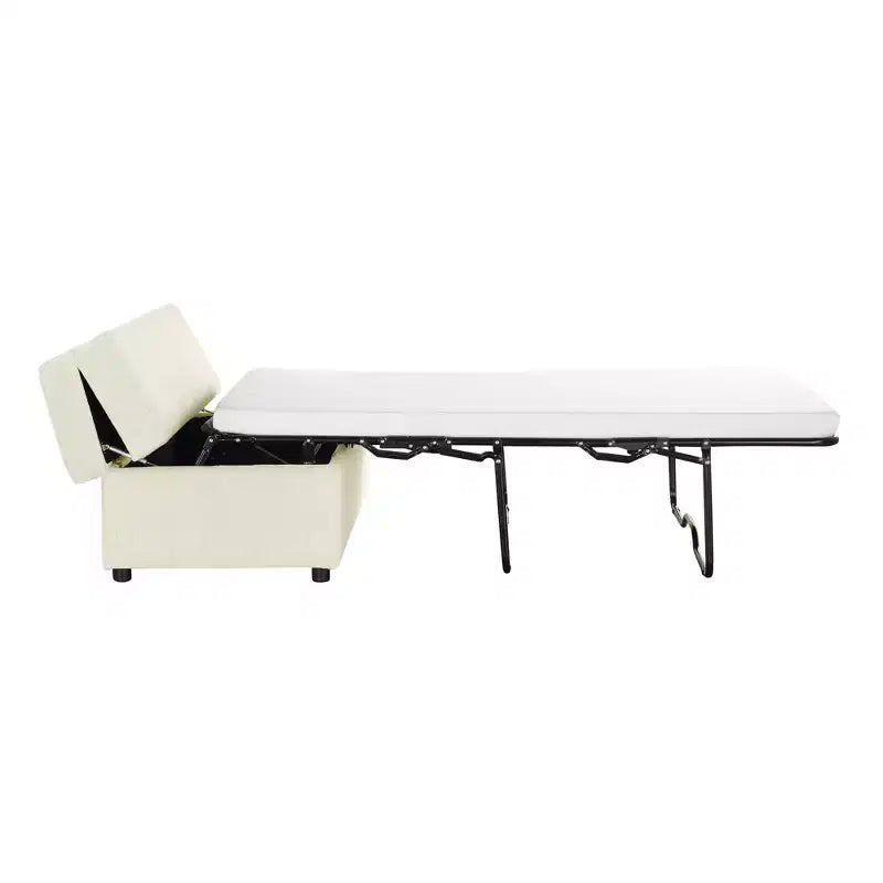 Twin Size Convertible Ottoman Sleeper Bed with Mattress - Space-Saving Guest Bed for Living Room & Apartment