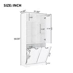 Bathroom Storage Cabinet with Doors and Drawers Tilt-Out Laundry Hamper Multiple Storage Space Freestanding Style