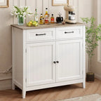 Buffet de cuisine avec 2 tiroirs, meuble de rangement, console de café, meuble d'entrée en bois avec placard à double porte