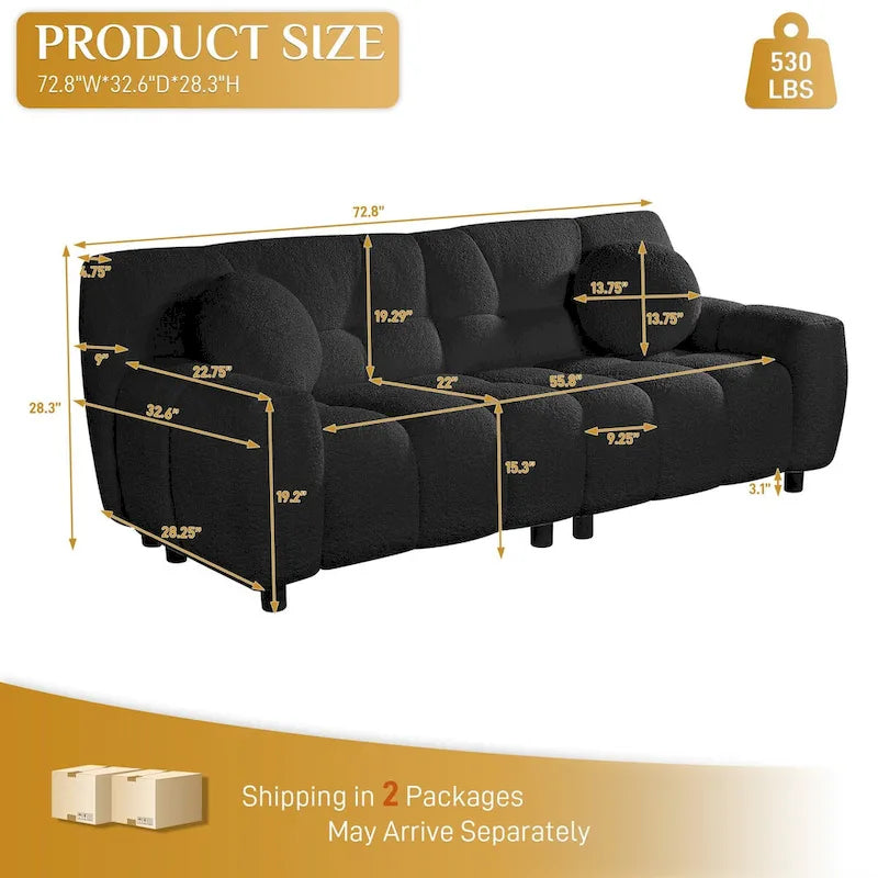 2-Seat Cloud Deep Seat Sofa Couch for Living Room, Bedroom