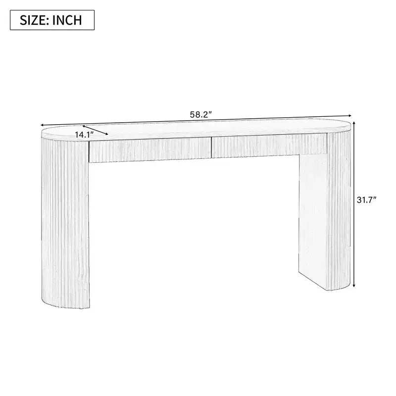 58.2IN Console Table with Adjustable Arched Sturdy Legs, Entryway Table with Large Top and Dual Drawers, Accent Table for Living Room