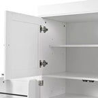 77H Freestanding Kitchen Pantry, Farmhouse Storage Cabinet with Adjustable Shelves, Door Shelves, Drawers & Wine Racks - ModernLuxe