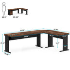 83 L-Shaped Executive Desk, Large L Office Desk with 3-Drawer Mobile File Cabinet, Business Furniture Desk Workstation