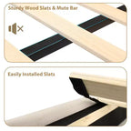 Queen Size Canopy Bed Frame with Poles 4 Corner Bed Bracket, Solid Wood Slats Support, No Box Spring Needed, Noise Free