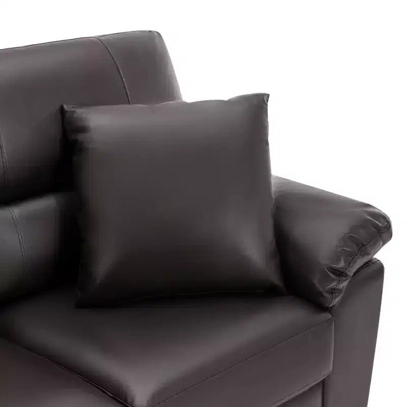 Ensemble de canapés et fauteuils de salon 6 places en similicuir avec oreillers, chocolat noir - Morden Fort