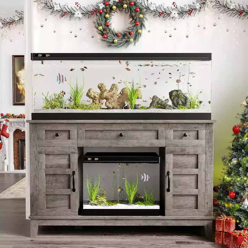 55-75 Gallon Aquarium Stand with Power Outlet, Storage Cabinets and Adjustable Shelves