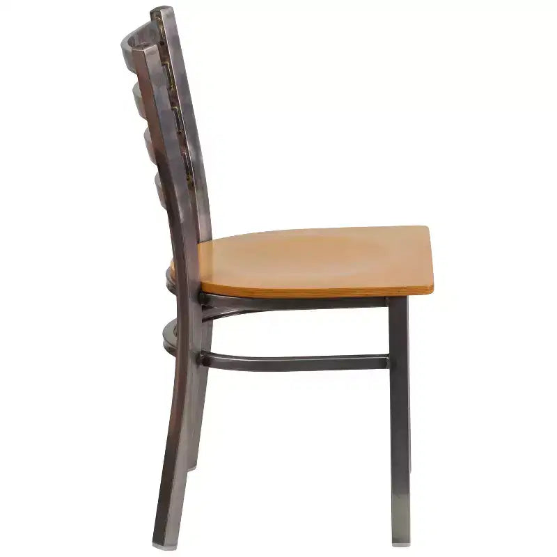 Emma and Oliver 2 Pack Clear Coated Ladder Back Metal Restaurant Chair